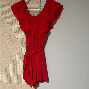 Forever 21 Red Ruffle Mini Romper